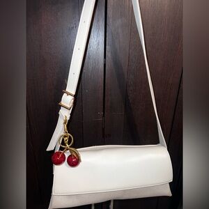 Elegant White Shoulder Bag (Cherry Charm not included)
